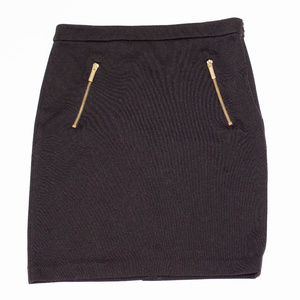 Michael KORS Black with Gold Zipper Skirt Size 6